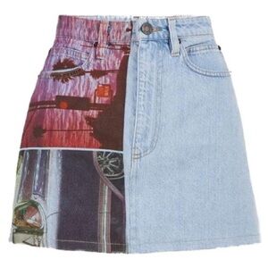 Calvin Klein 205w35nyc Andy Warhol Graphic Denim Mini Skirt Rare Designer Piece